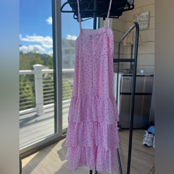 Pink Polka Dot Strapless Dress - Picture 8 of 8